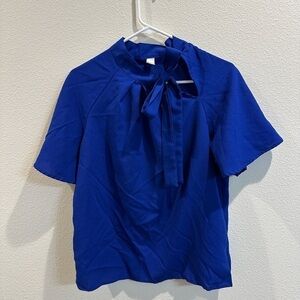 Blue Women's Top with Bow Detail